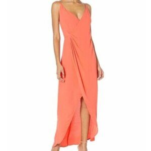 Astr The Label Revolve Coral Pink Penelope Sleeveless Wrap Maxi Dress
